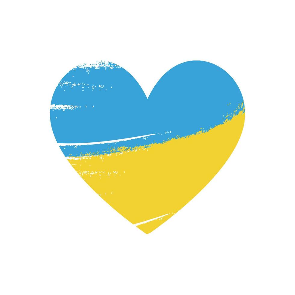 Ukrainian flag in a heart. Brush lines. Vector illustration.