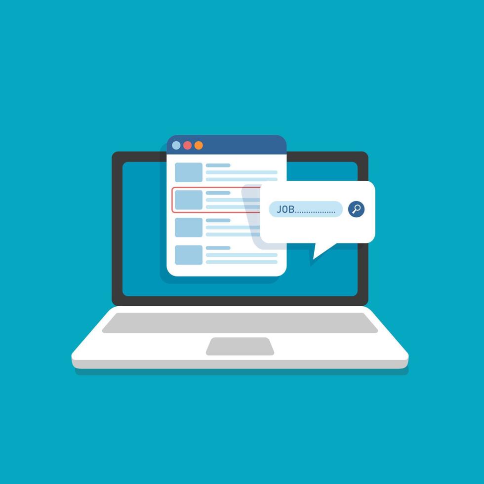 flat design online job search results, vector illustration