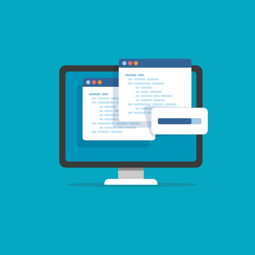 The programming process programs and sites.Testing of systems,Flat computer design vector