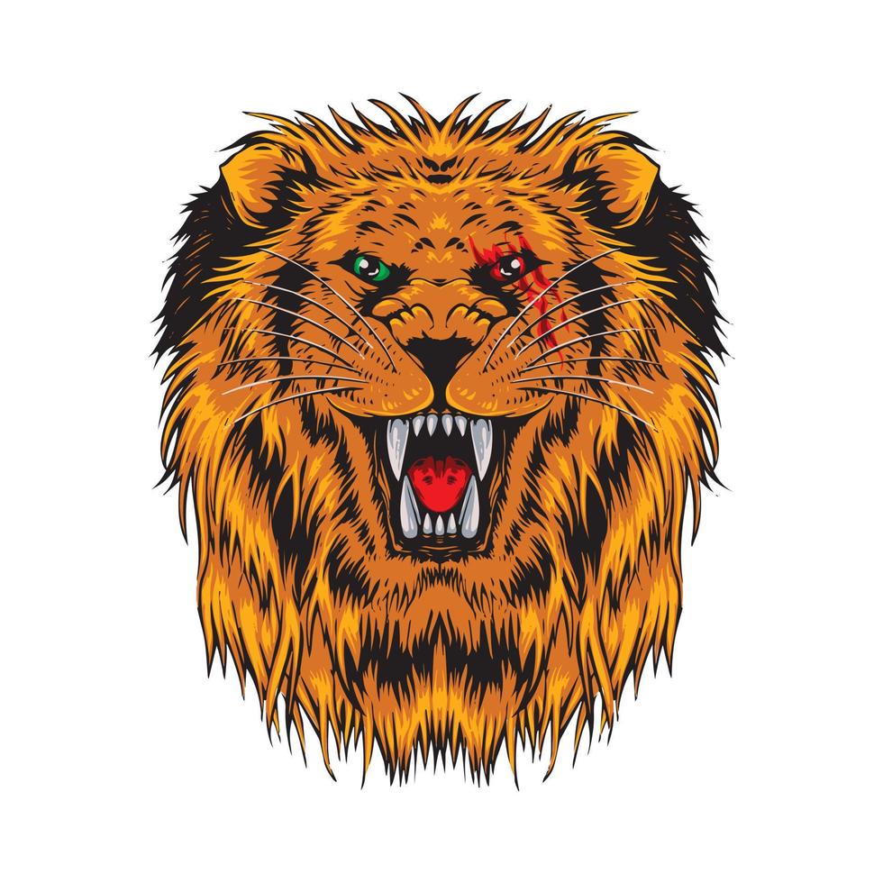 ilustración de tigre valiente sangriento dibujado a mano realista vector