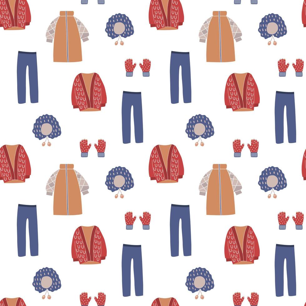 Seamless pattern of winter outerwear. vector illustration