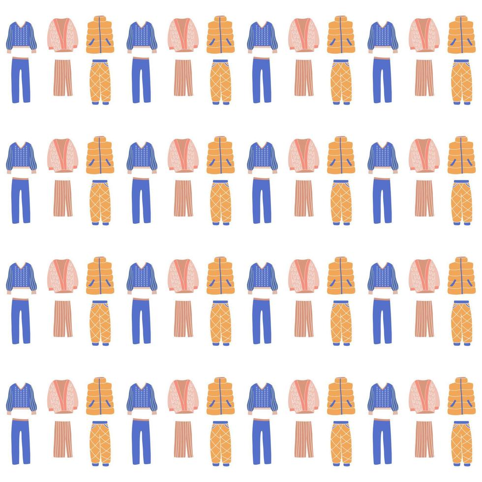 Seamless pattern of clothing sets. vector illustration