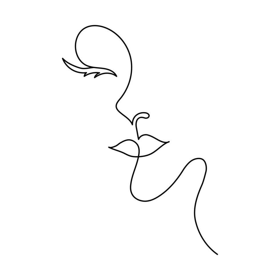 The face of a beautiful woman in the style of line art. vector illustration