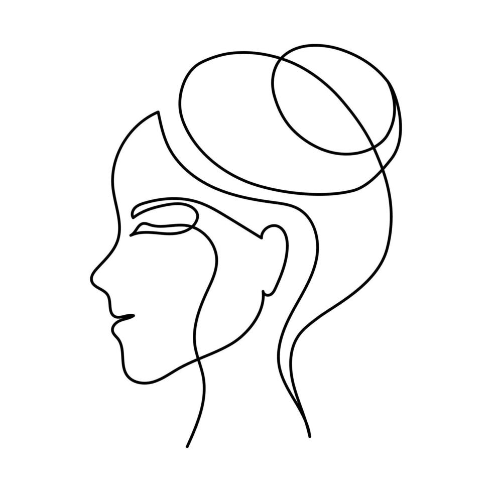 The face of a beautiful woman in the style of line art. vector illustration