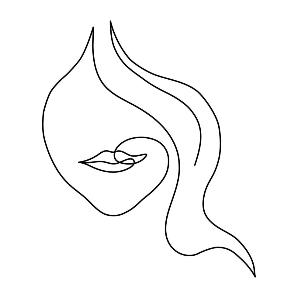 The face of a beautiful woman in the style of line art. vector illustration