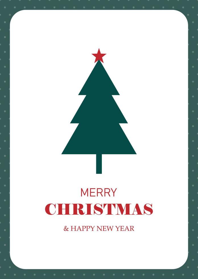 Simple Merry Christmas and New Year card with Christmas tree. vector illustration