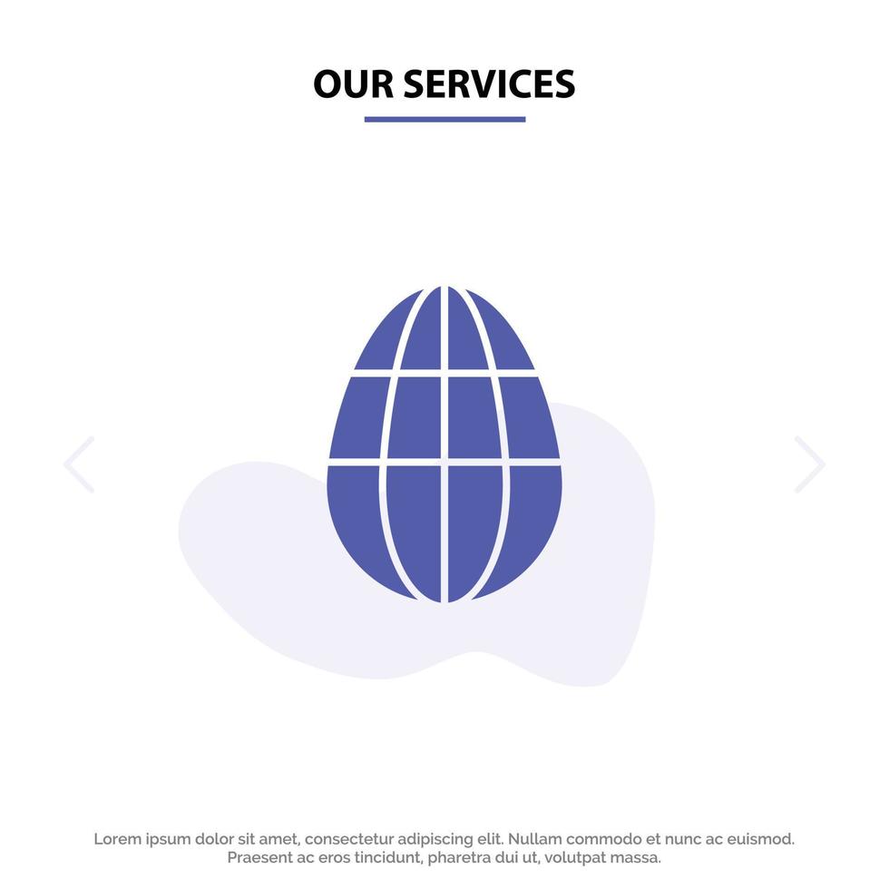 Our Services Egg Easter Holiday  Solid Glyph Icon Web card Template vector