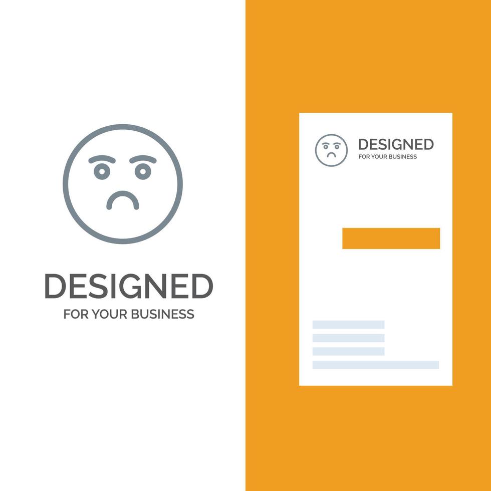 Emojis Emotion Feeling Sad Grey Logo Design and Business Card Template vector