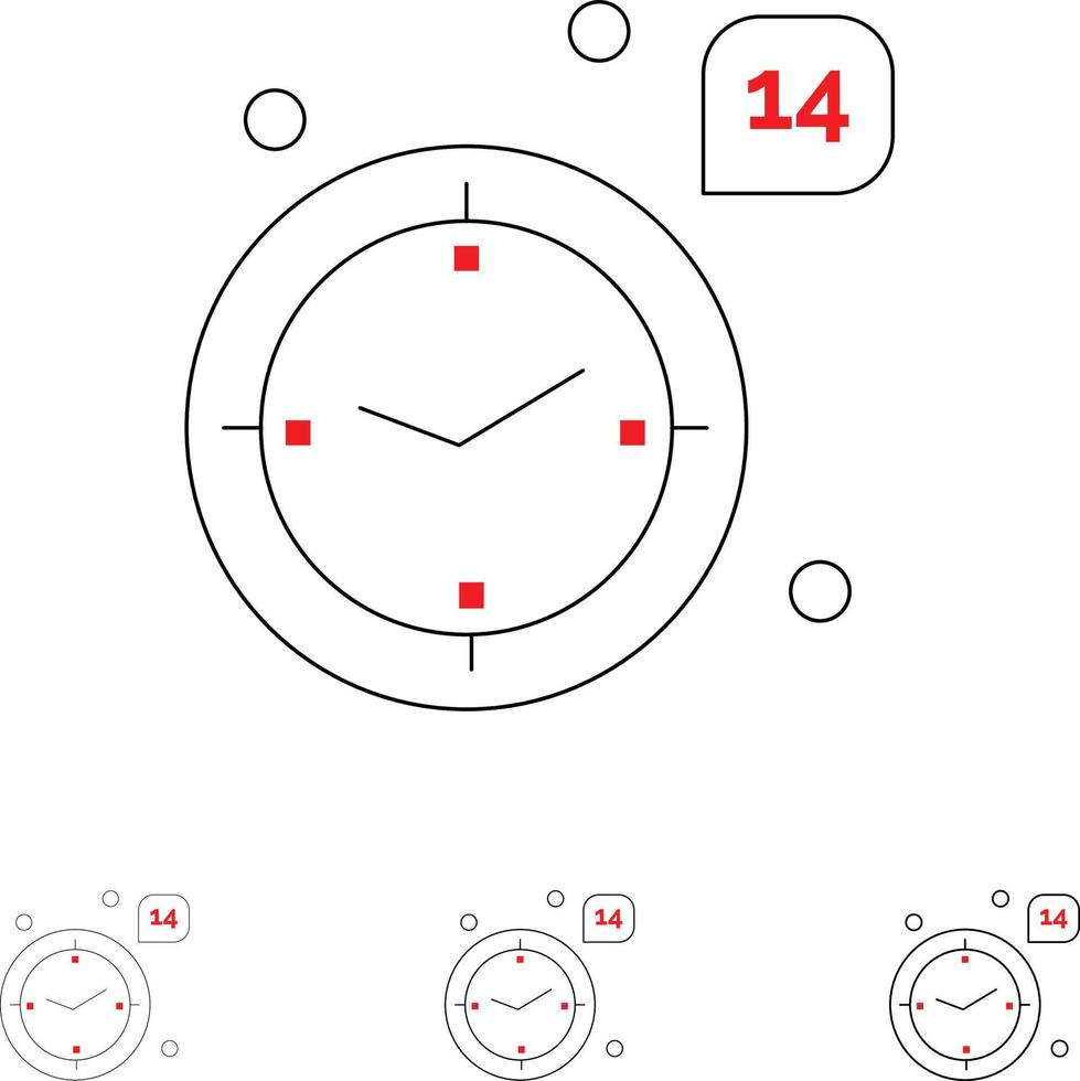Time Love Wedding Heart Bold and thin black line icon set vector