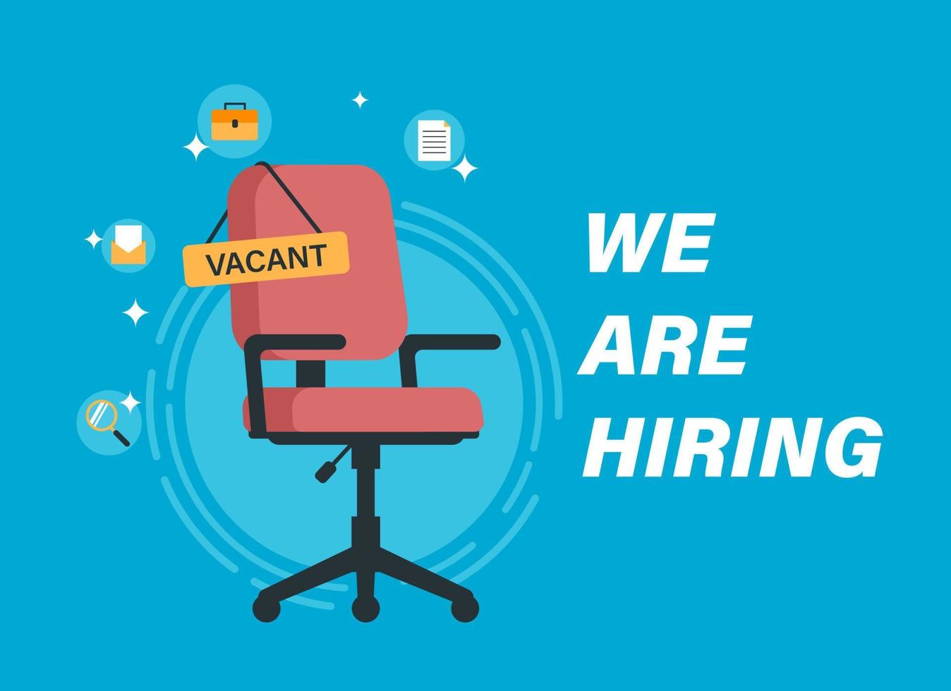 We are hiring concept with red office chair illustration vector