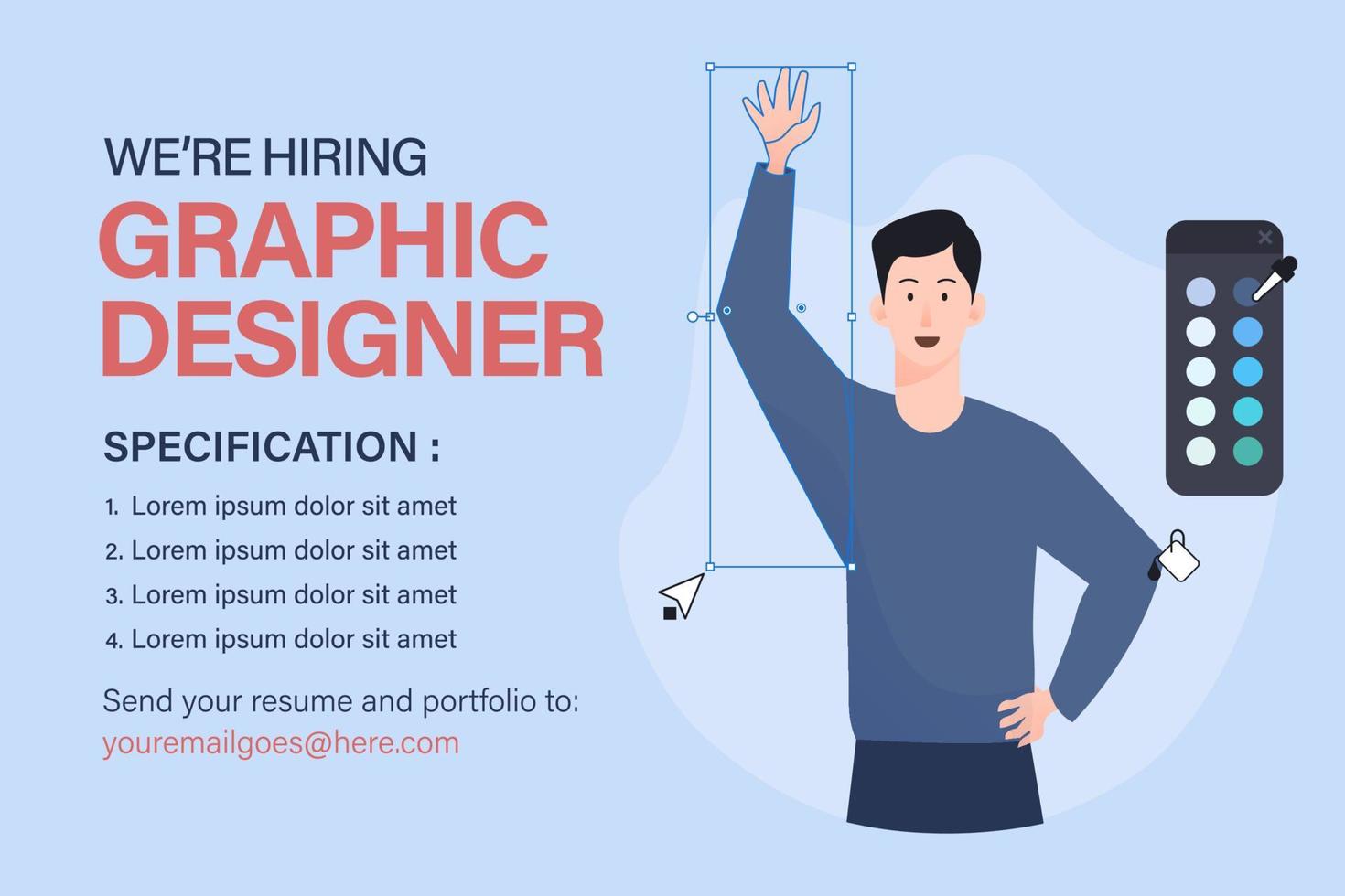 We are hiring graphic designer with people illustration vector