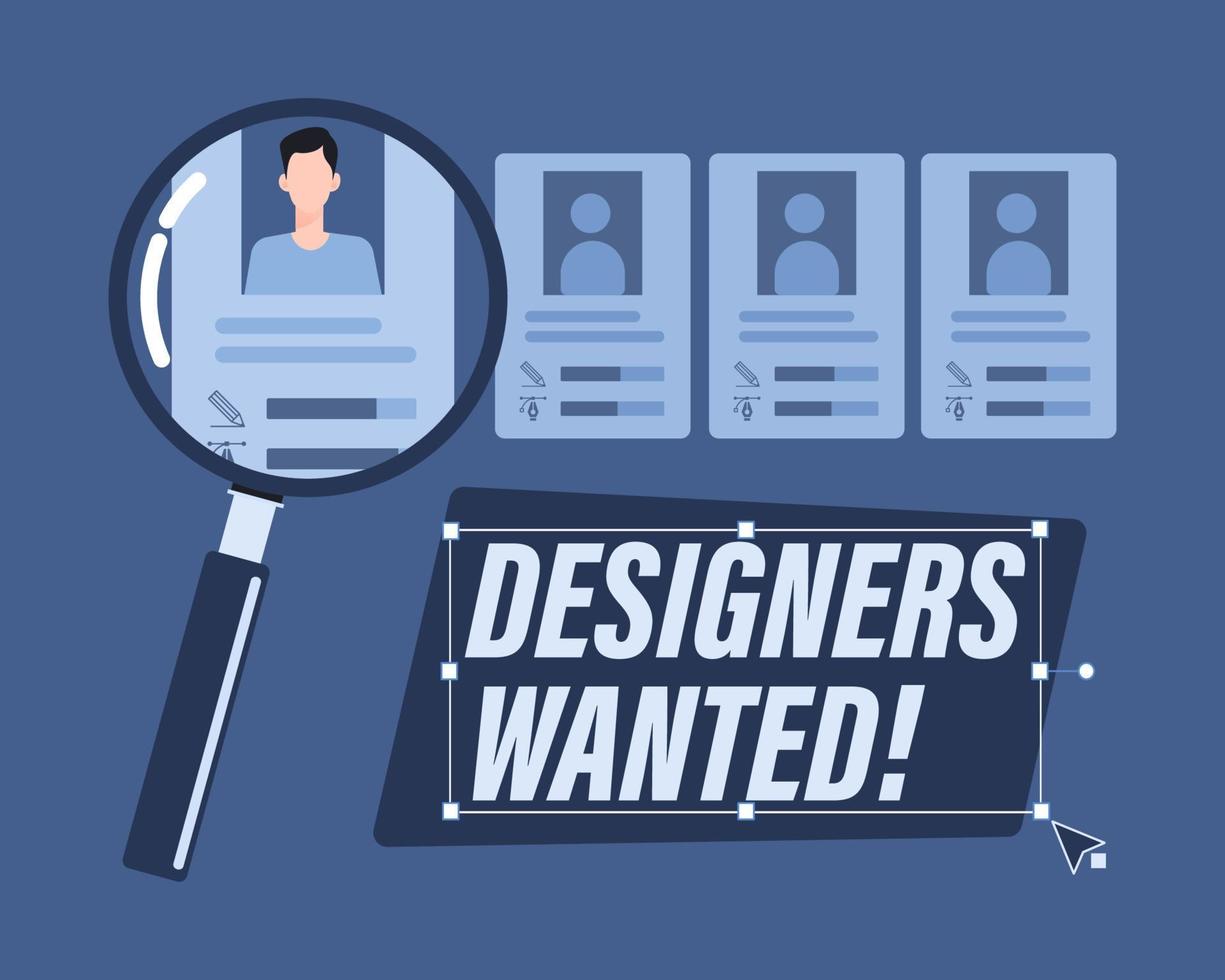 Designers wanted. Looking for employees, hiring graphic artist for work vector