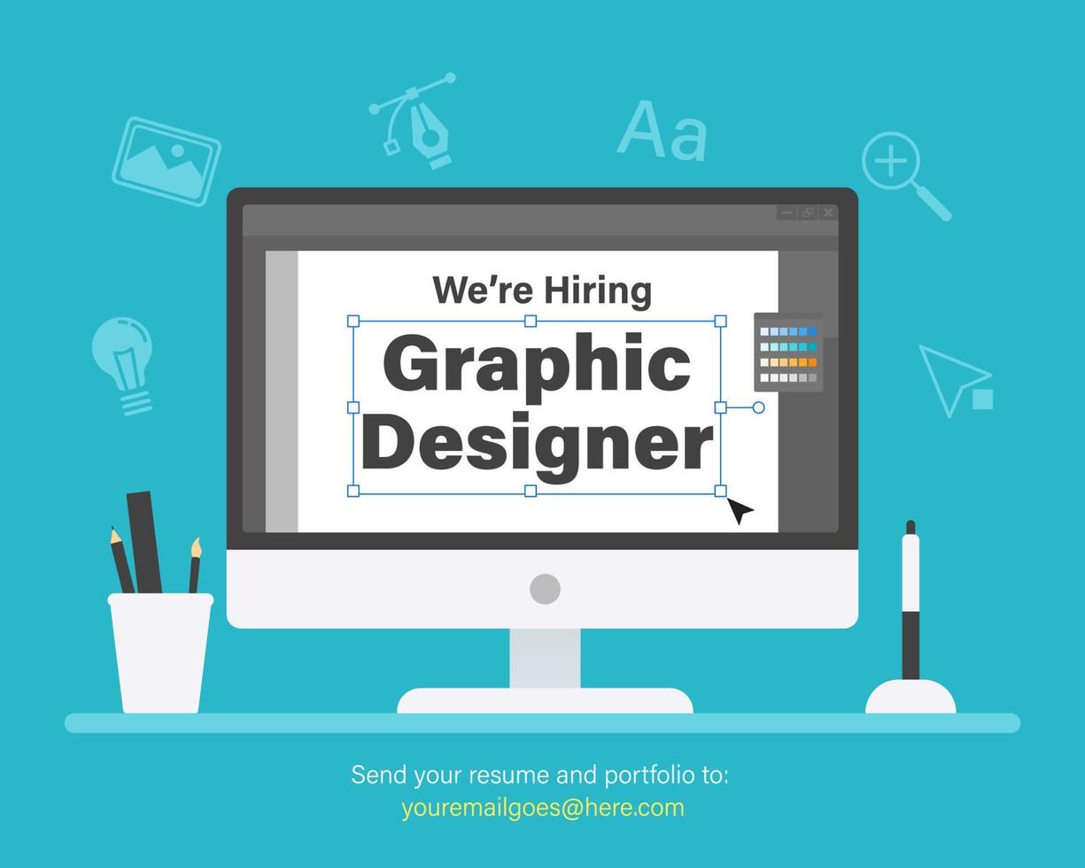 We are hiring graphic designer. Staffing and recruiting business concept vector