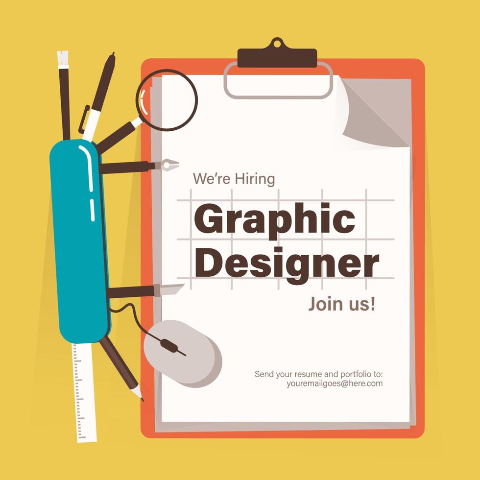 We are hiring and looking for graphic designer vector