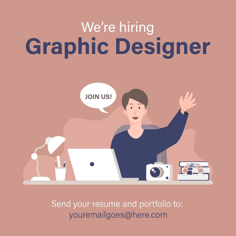 We are hiring graphic designer, creative people, photographer. Staffing and recruiting business concept vector