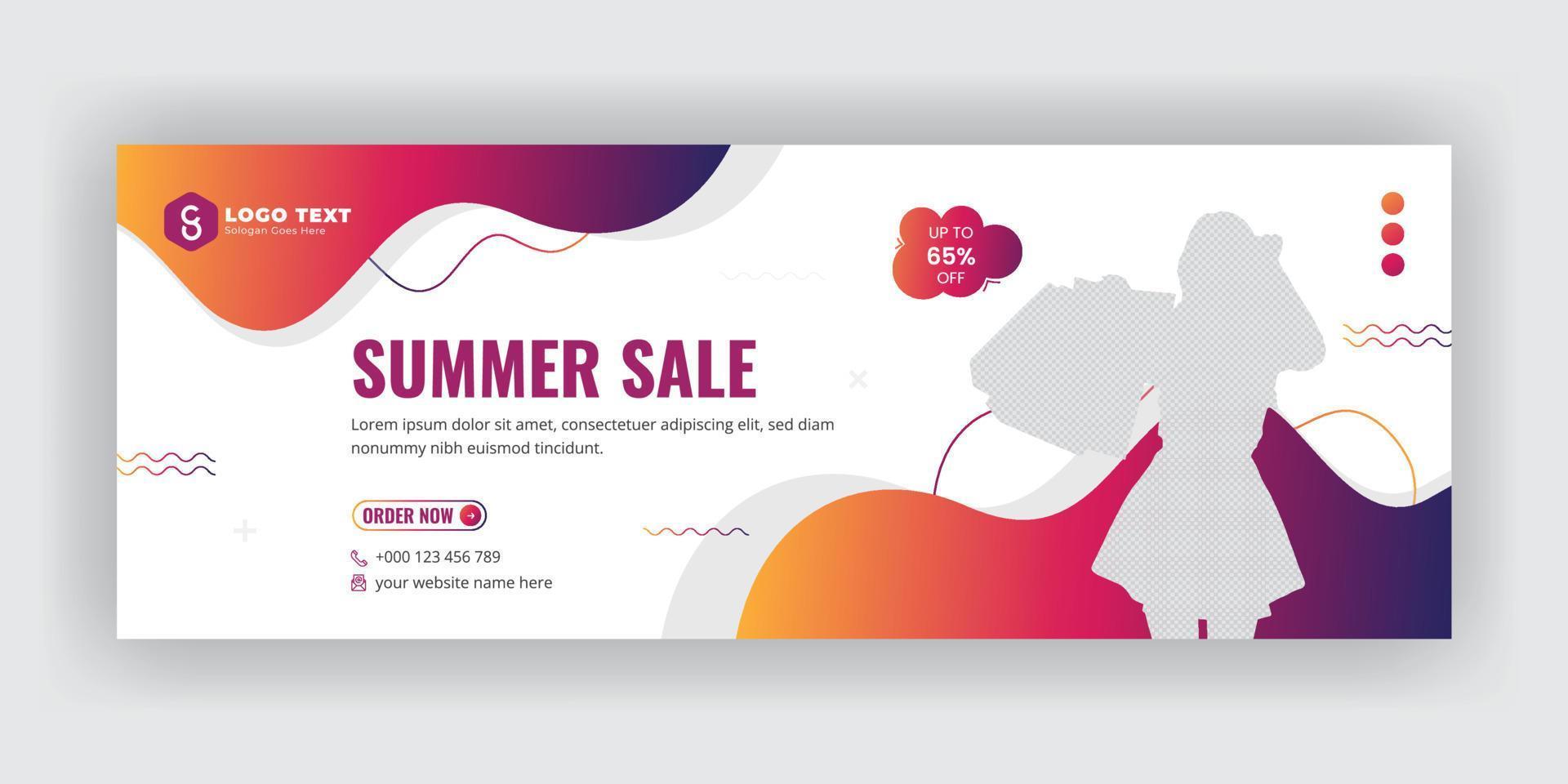 Summer fashion sale social media cover banner template vector