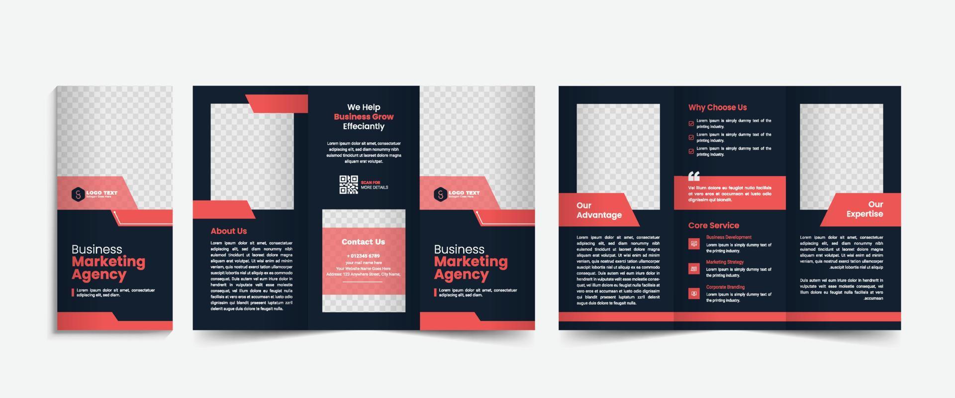 Modern business trifold brochure design template vector