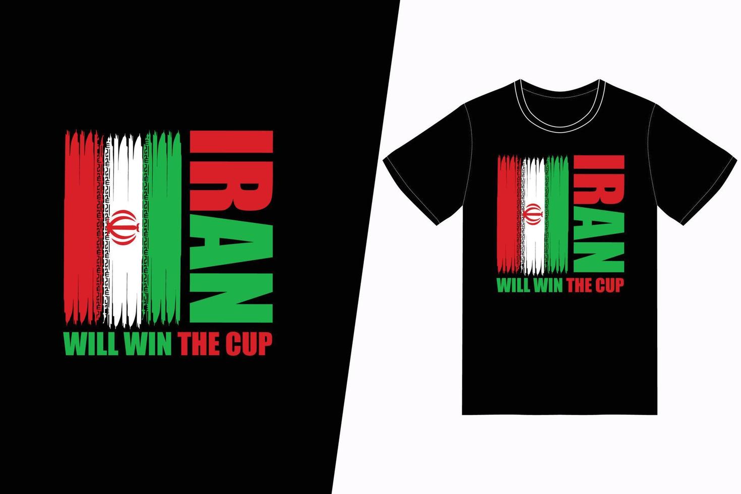 irán ganará la copa fifa soccer design. Vector de diseño de camisetas de fútbol de la FIFA. para la impresión de camisetas y otros usos.