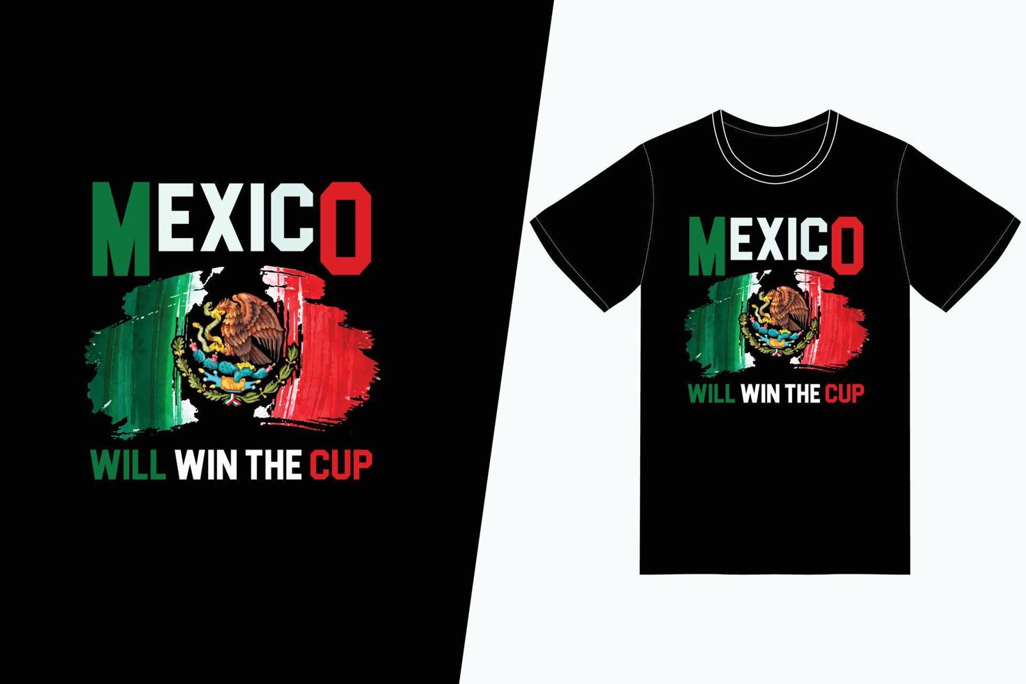 méxico ganará la copa fifa soccer design. Vector de diseño de camisetas de fútbol de la FIFA. para la impresión de camisetas y otros usos.
