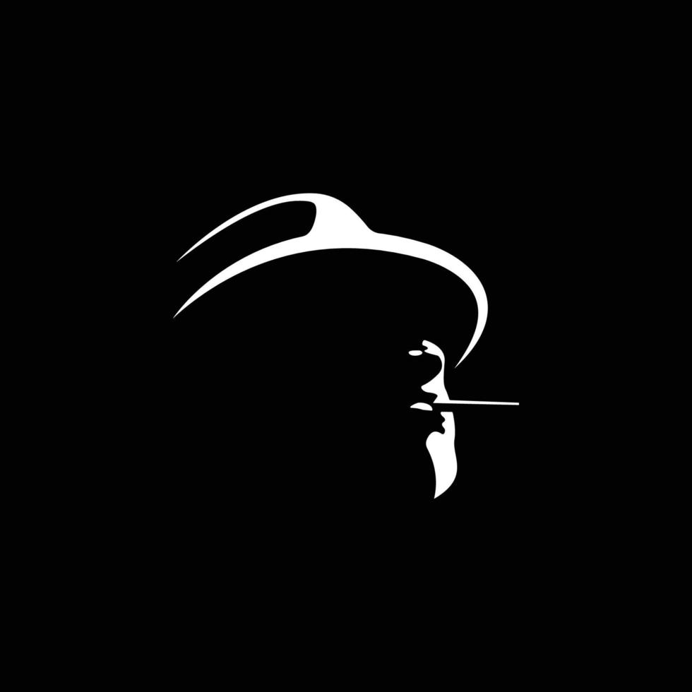 silhouette of man with hat and cigar chikago gangster mafia vector