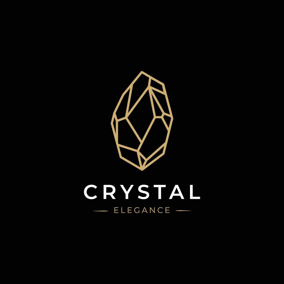 Crystal Gems Logo design vector template Linear style. Jewelry Fashion Luxury Logotype concept outline icon