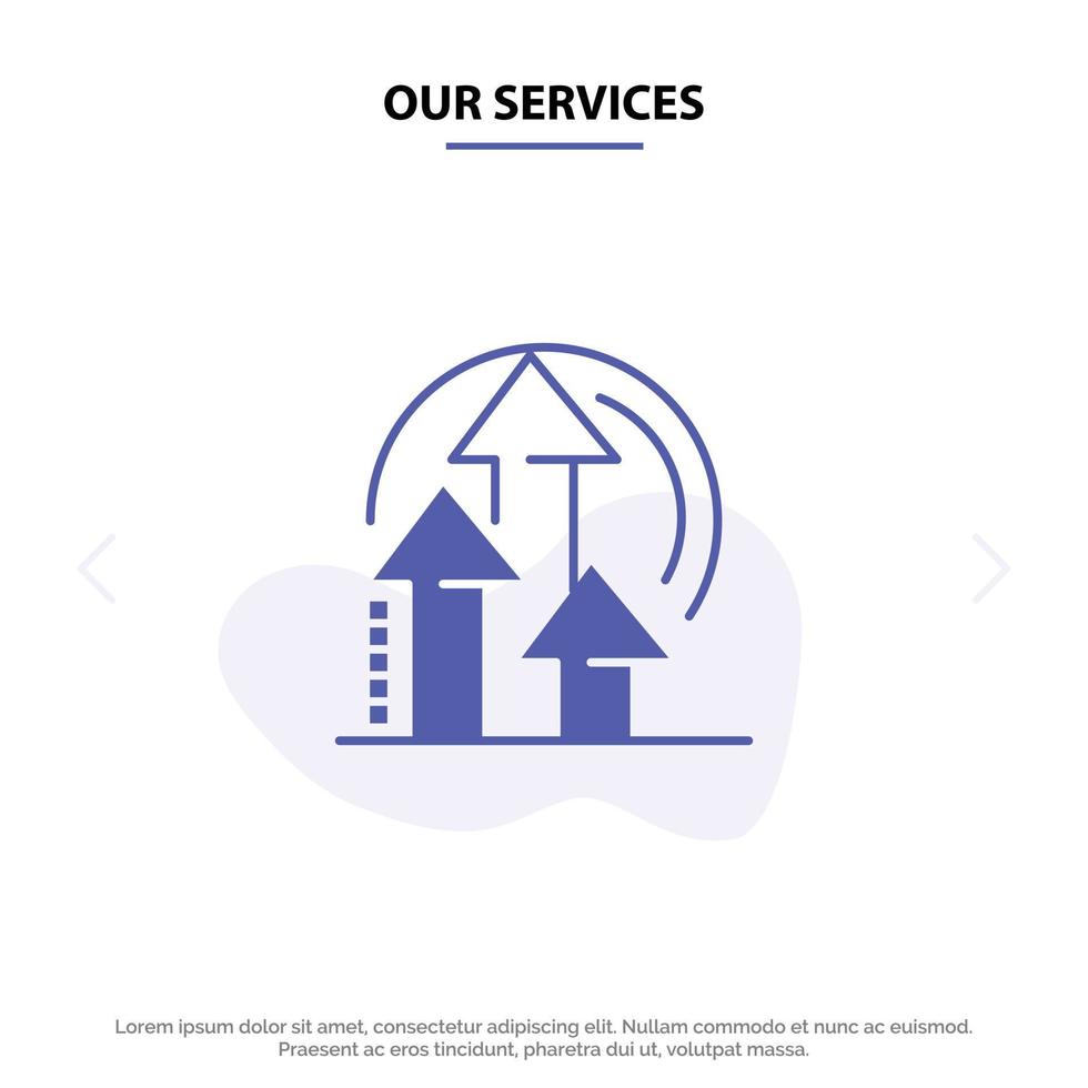 Our Services Management Method Performance Product Solid Glyph Icon Web card Template vector