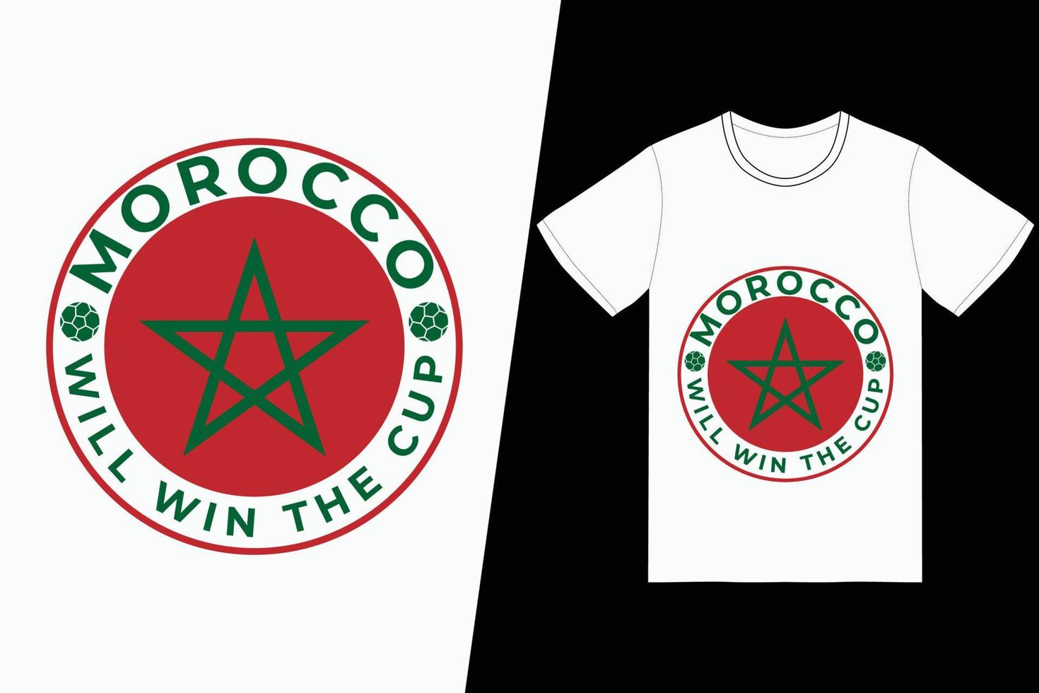 marruecos ganará la copa fifa soccer design. Vector de diseño de camisetas de fútbol de la FIFA. para la impresión de camisetas y otros usos.