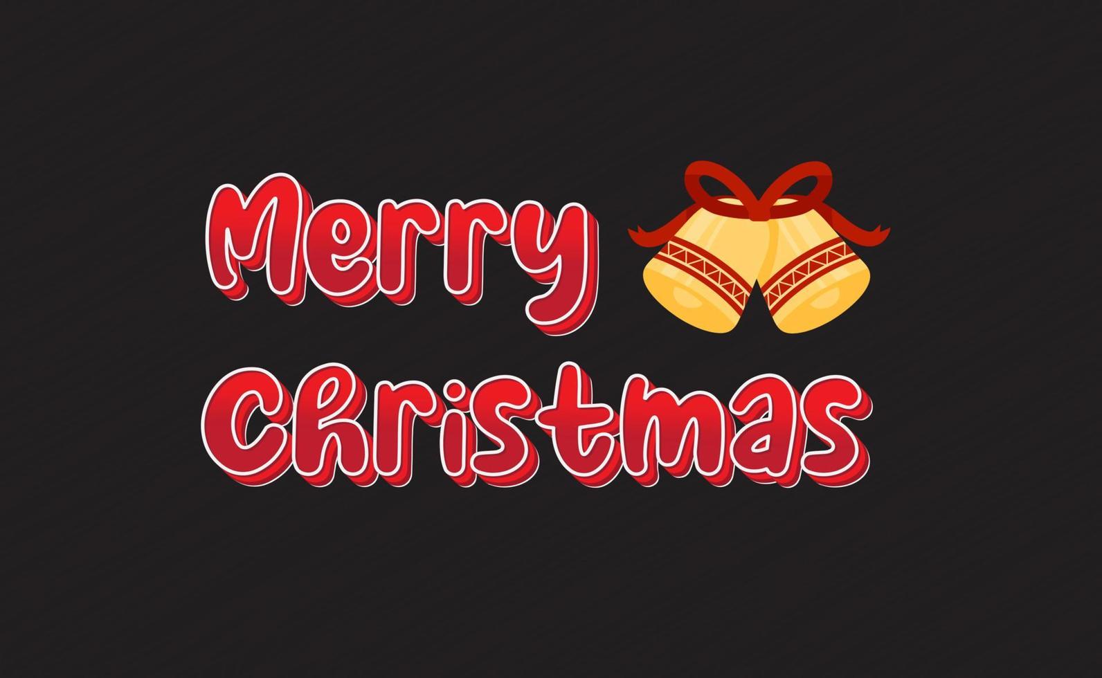 Merry Christmas Words Vector Illustration with Bell Ornament