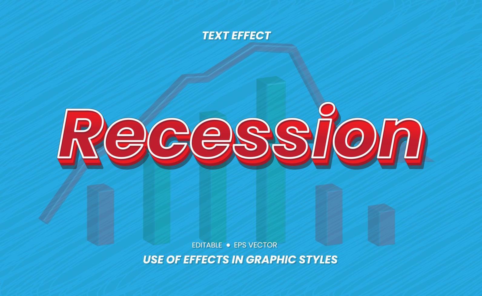 3d Effect Text with Recession Words. Text can be customized again via the graphic Style settings vector