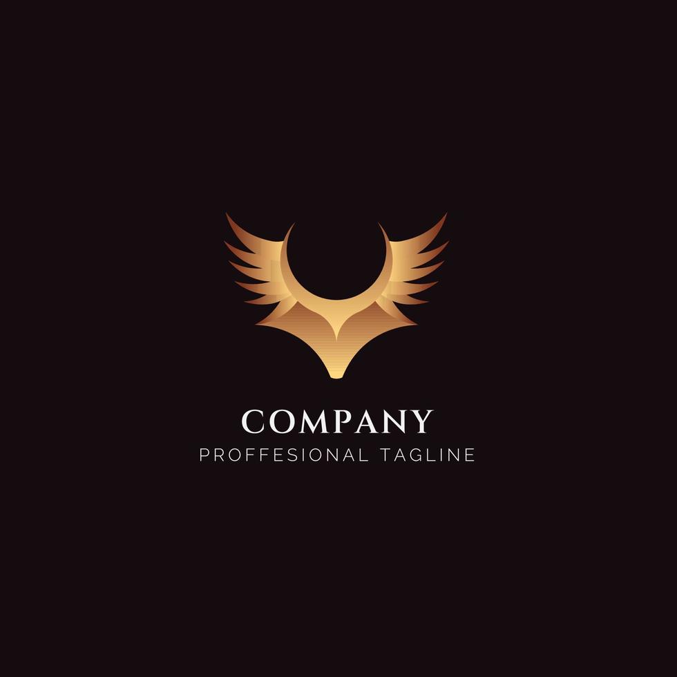 diseño del logotipo del águila zorro, este logotipo se formó con 2 conceptos principales, a saber, las alas de un pájaro y un zorro. con un degradado de color suave y elegante vector