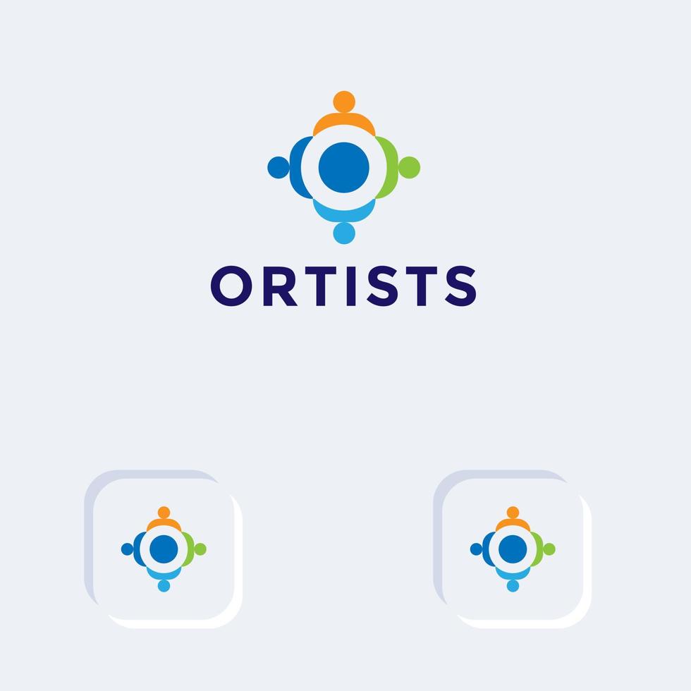 the letter O people logo, this logo is formed by a combination of the letter O and the shape of people with different colors. vector