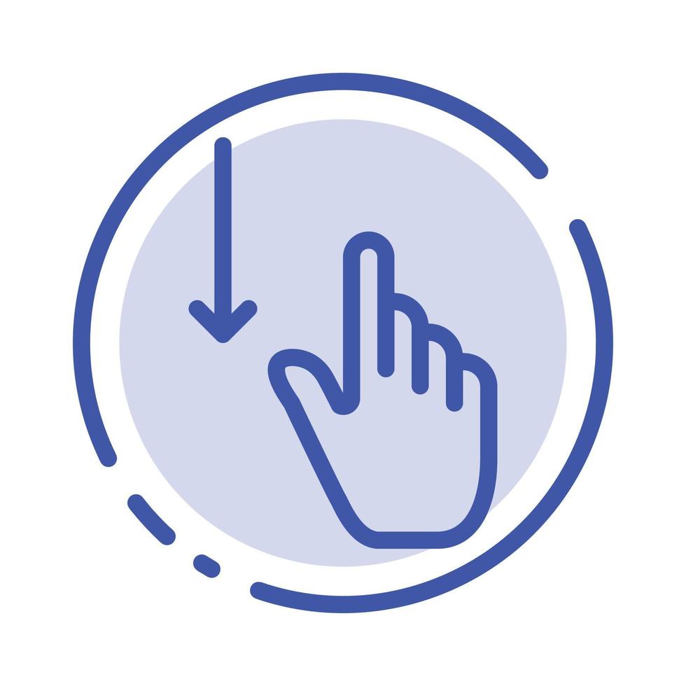 Down Finger Gesture Gestures Hand Blue Dotted Line Line Icon vector