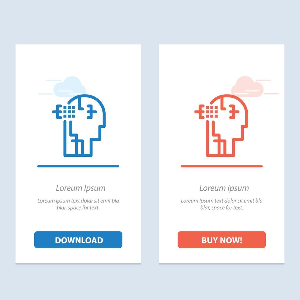 Artificial Human Man Head  Blue and Red Download and Buy Now web Widget Card Template vector