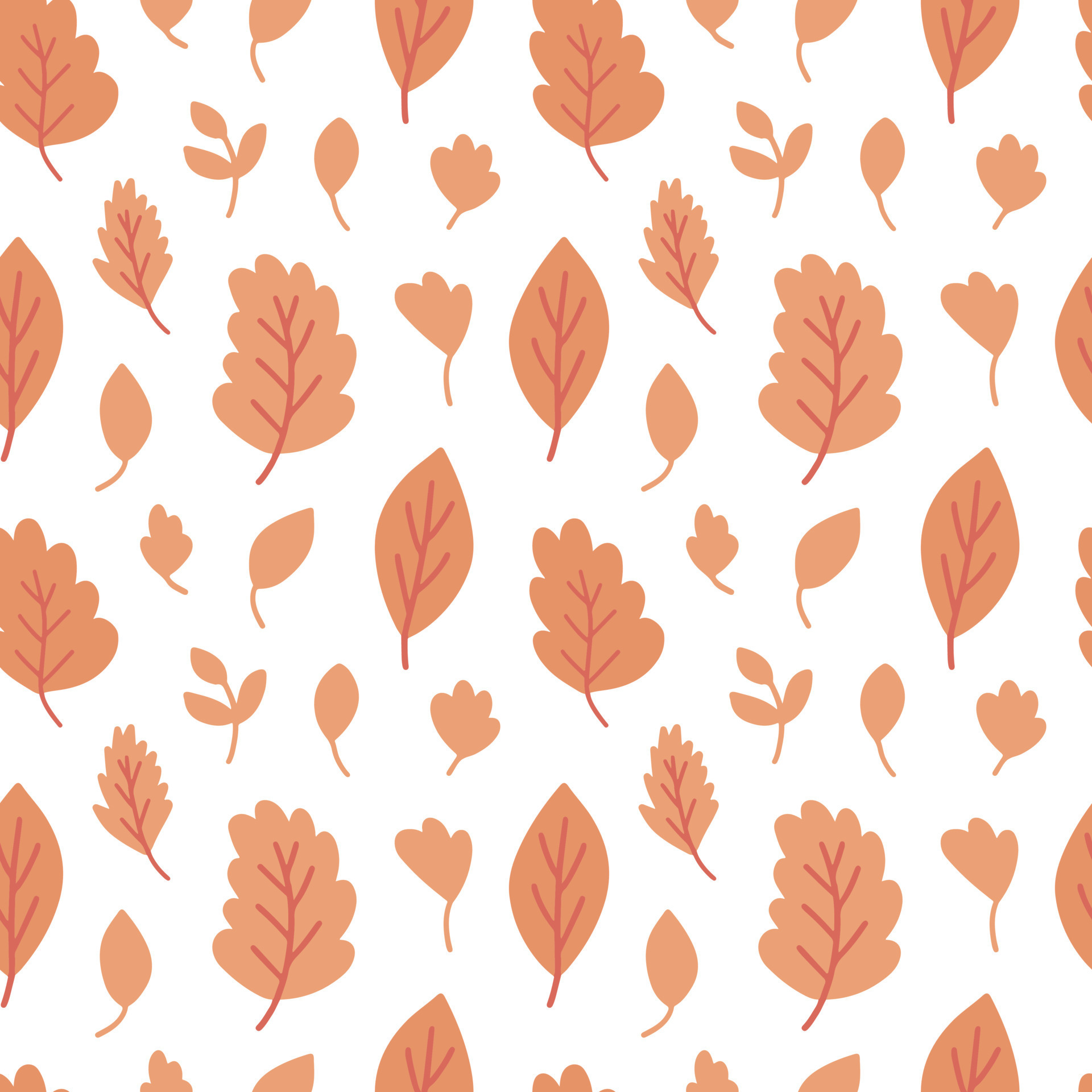 Vector fall leaves seamless pattern. Hand drawn orange leaves pattern