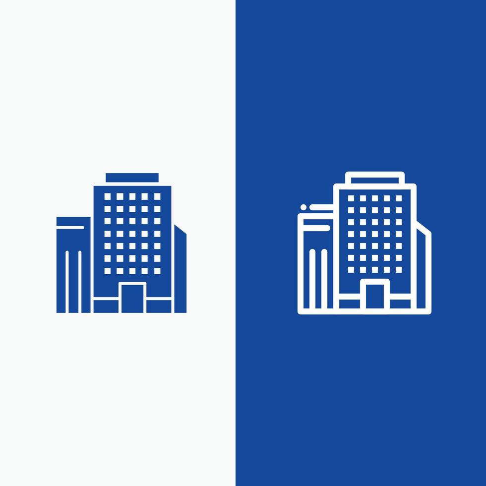 Office Building Job Line and Glyph Solid icon Blue banner Line and Glyph Solid icon Blue banner vector