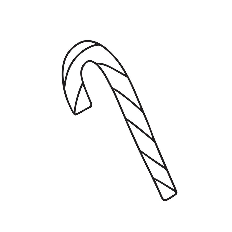 Doodle sweet candy cane vector illustration. Hand drawm vector Christmas candy cane isolated