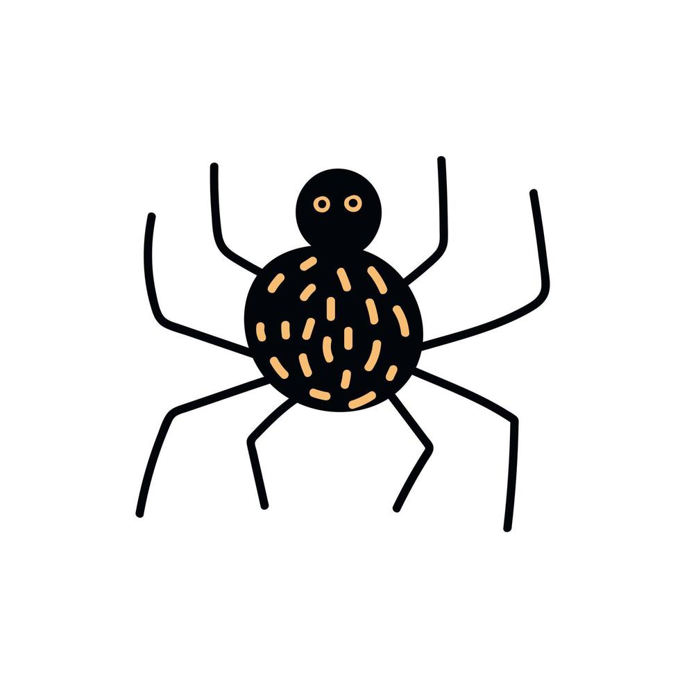 Vector black spider clip art. Hand drawn cute spider illustration