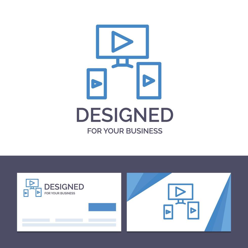 Ilustración de vector de diseño de video de computadora de plantilla de logotipo y tarjeta de visita creativa