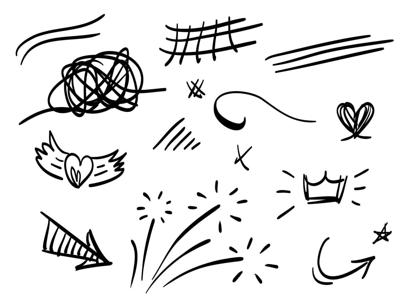 hand drawn set of abstract doodle elements. use for concept design. isolated on white background. vector illustration