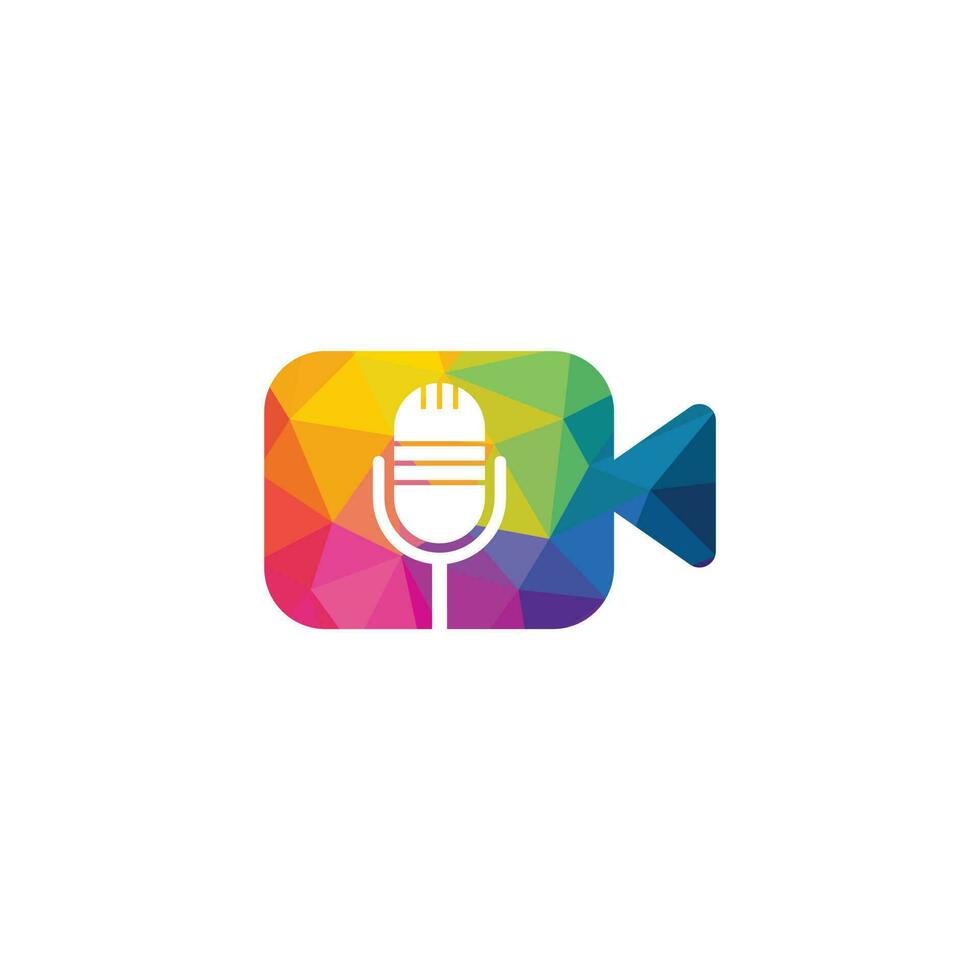 Video podcast vector logo design. Digital video podcast logo concept.