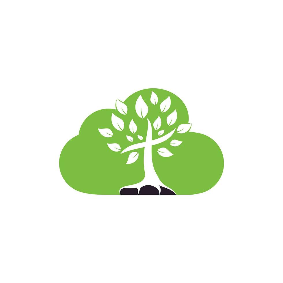 Tree Church Cloud Vector Logo Design.