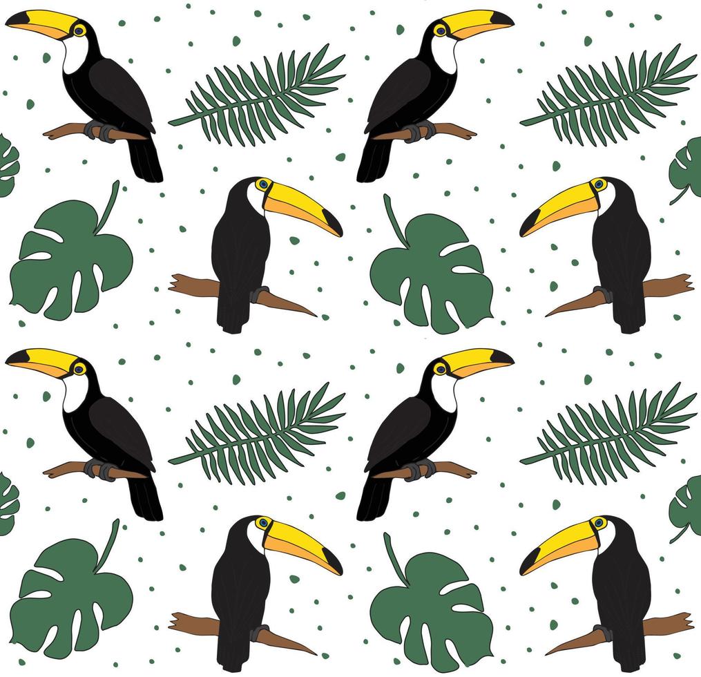 Vector seamless pattern of toucan