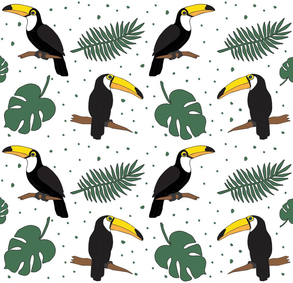 Vector seamless pattern of toucan