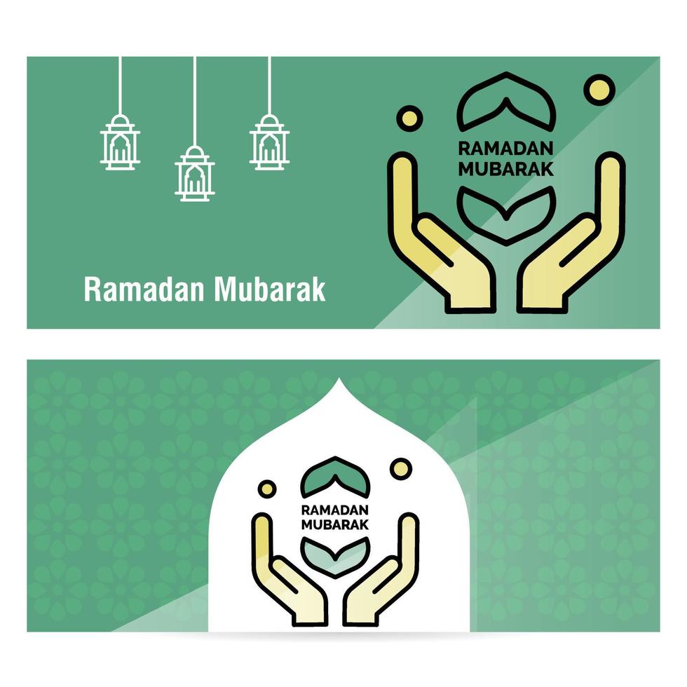 Ramadan Kareem concept banner with islamic  patterns vector