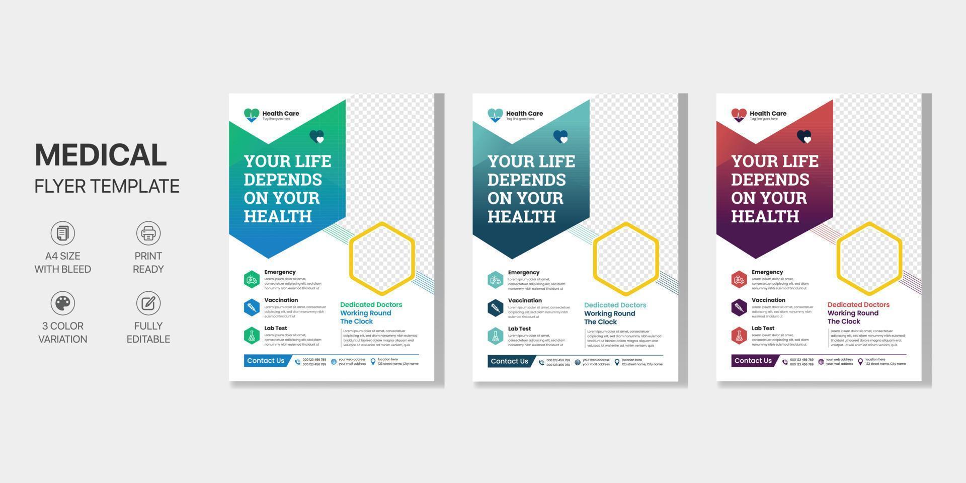 Corporate Business Healthcare Medical Hospital Flyer Template vector
