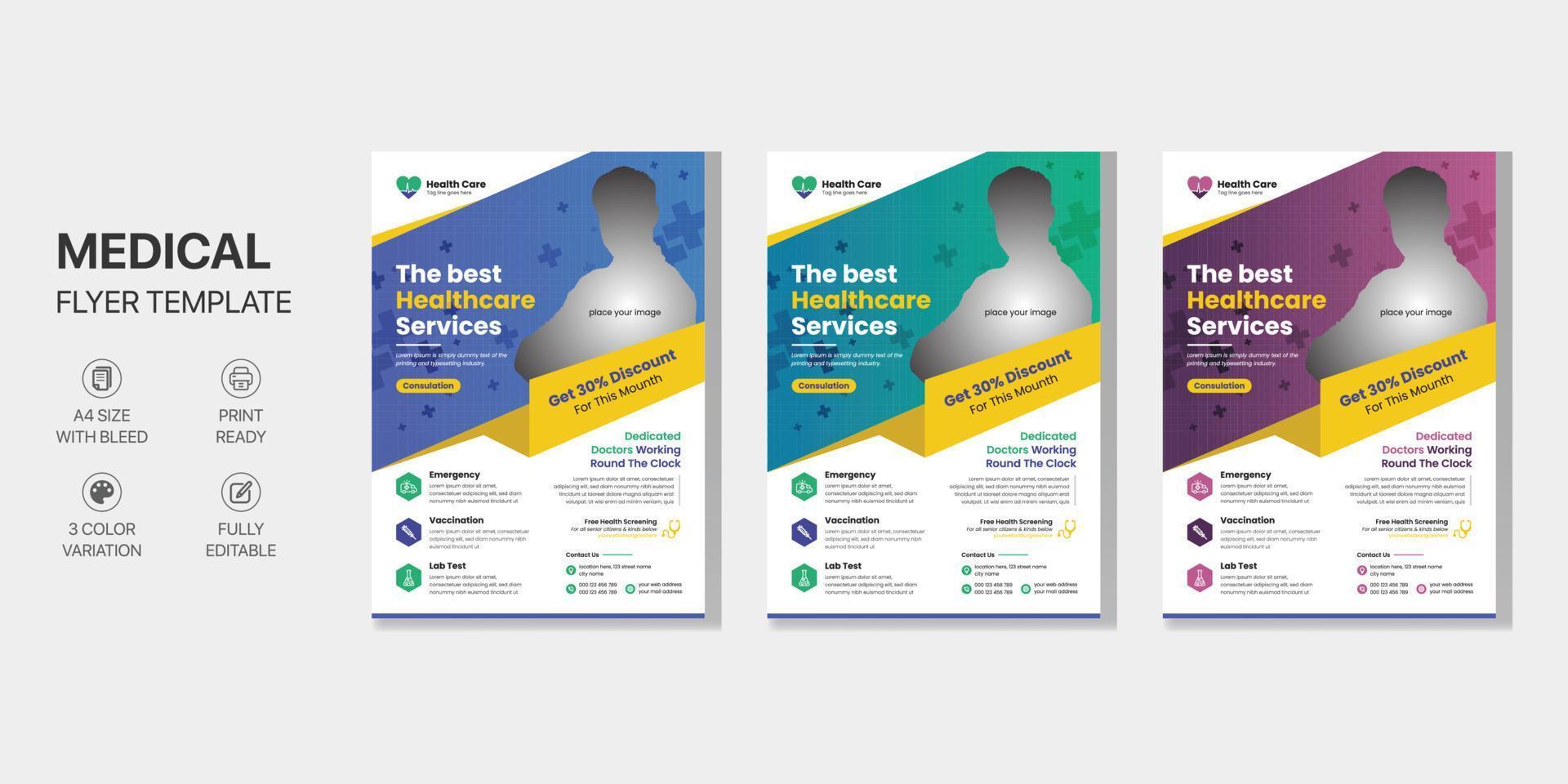 Corporate Business Healthcare Medical Hospital Flyer Template vector