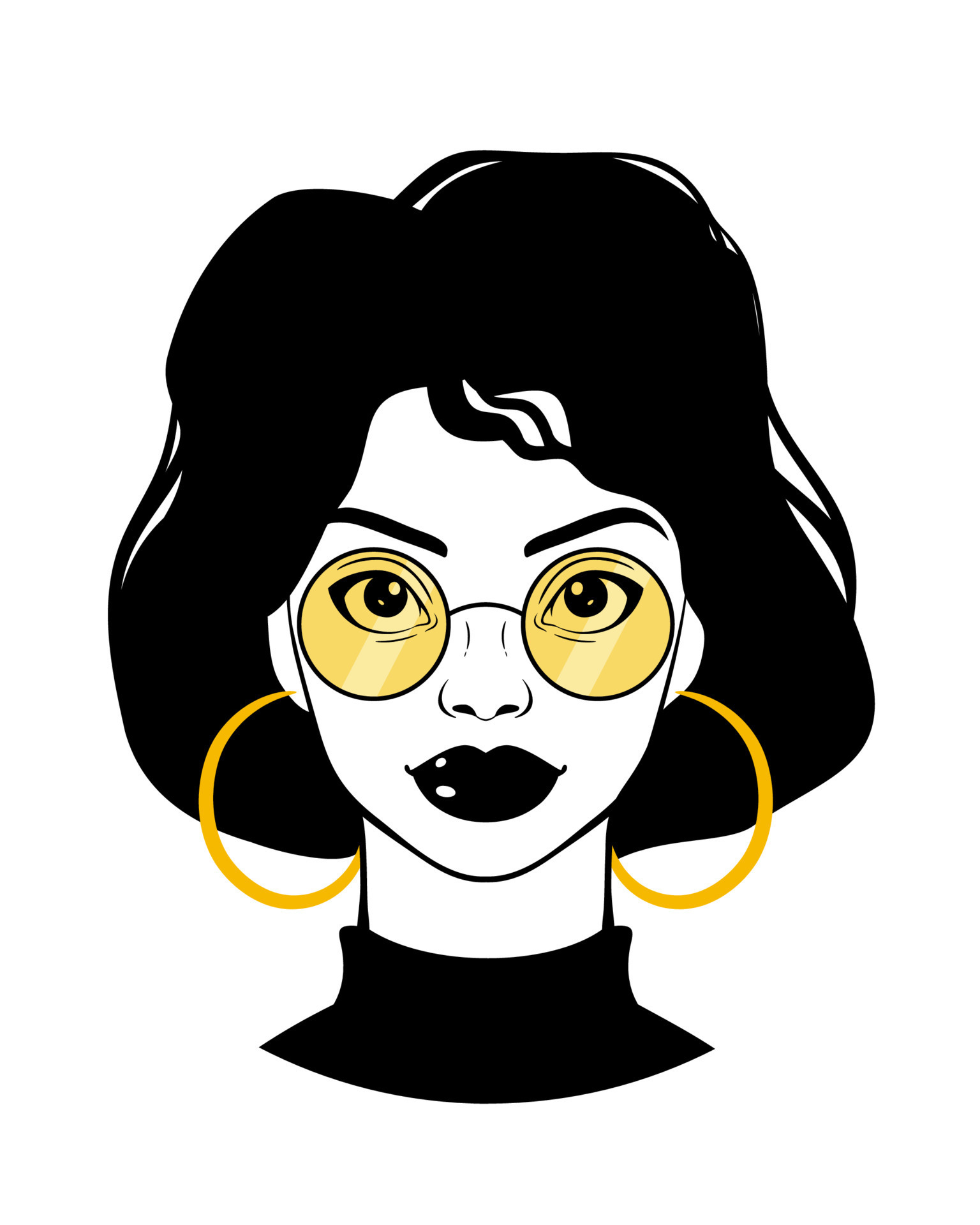 Beautiful woman. Cartoon girl wearing sunglasses and round earrings.  Fashion Illustration on white background 13132306 Vector Art at Vecteezy