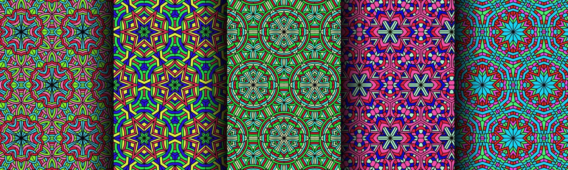 colorful modern ethnic pattern collection bundle vector