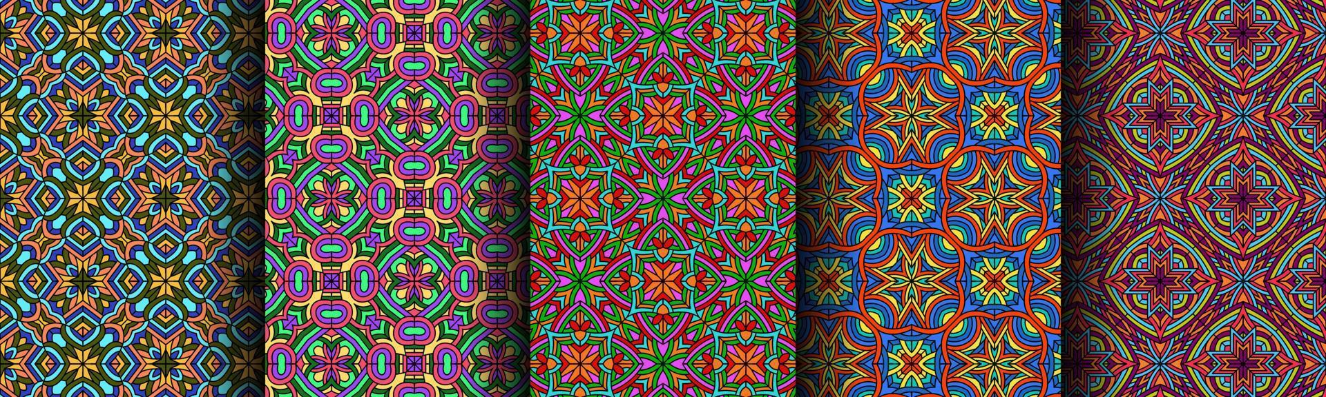 colorful modern ethnic pattern collection bundle vector