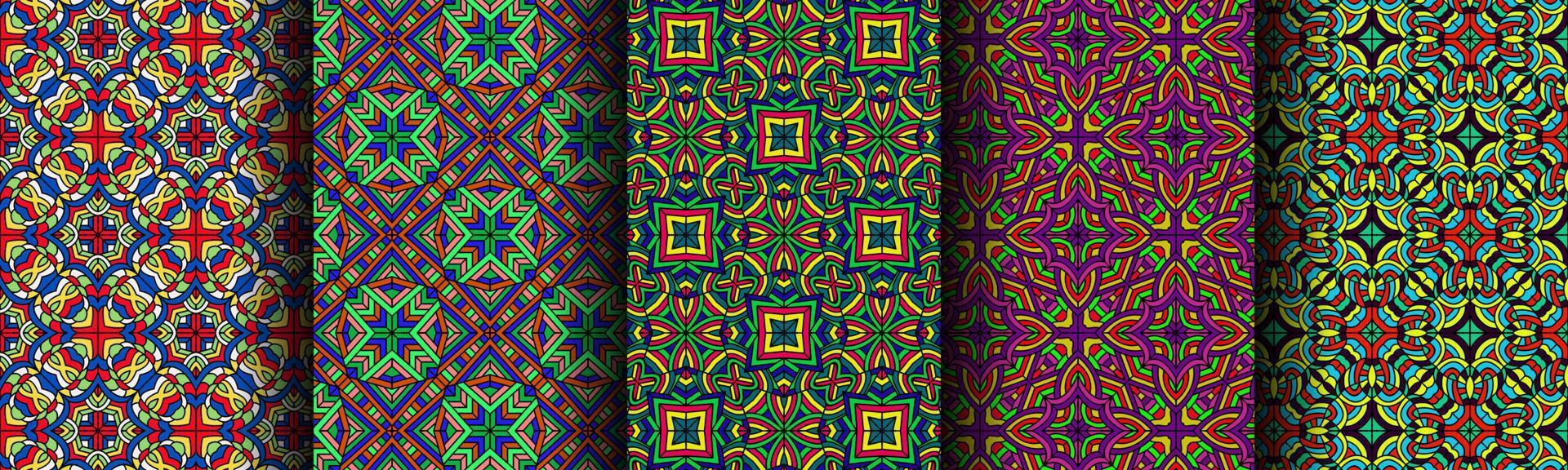 colorful modern ethnic pattern collection bundle vector